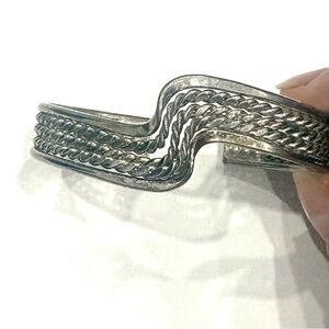 Silver 925 Wavy Cuff Bracelet